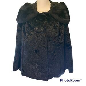 Vintage faux fur black swing opera coat size S